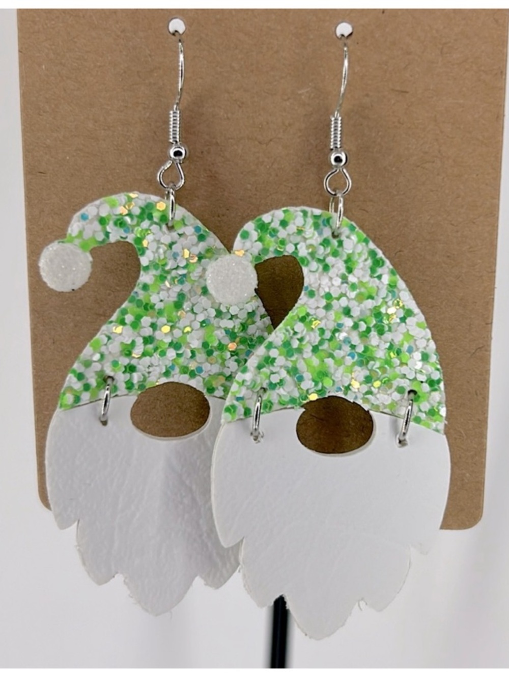 Synthetic Faux Leather Dangle Earrings Christmas Green Santa  Fashion Jewelry